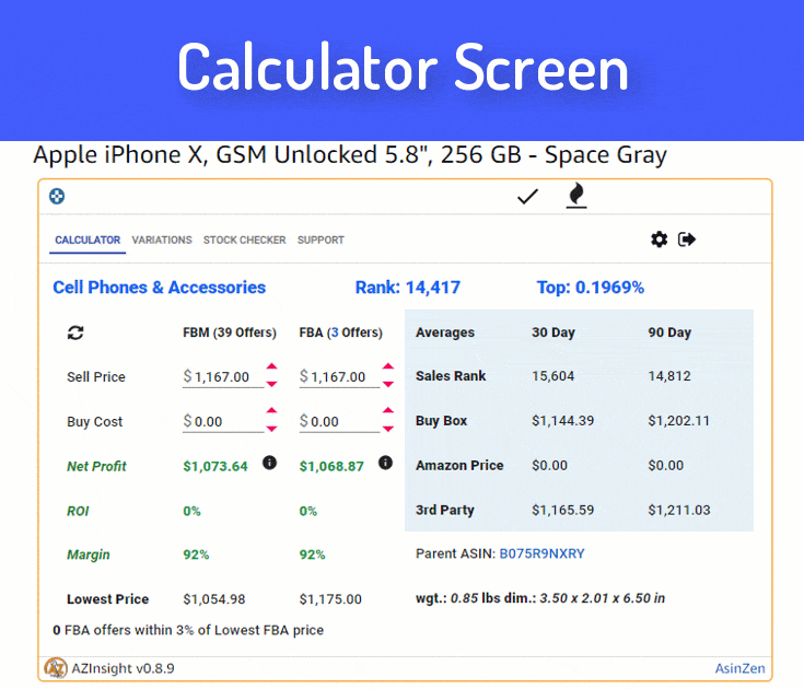 Azinsight - Calculator Screen Example